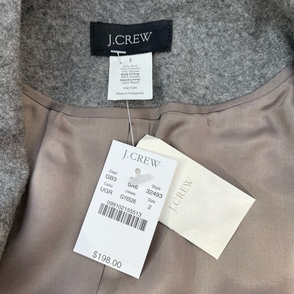 NWT J Crew Gorgeous Gray Wool Blazer with black trim - Picture 12 of 13
